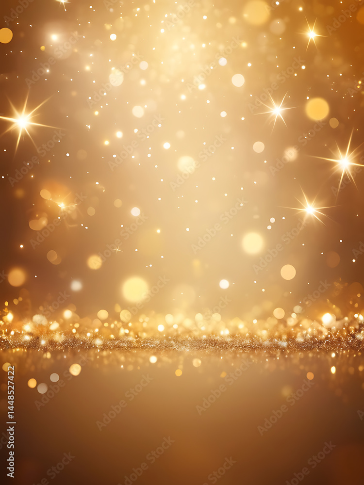 Poster golden sparkling light background with glowing bokeh and shine effects for festive design ai