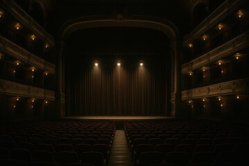 Dimmed Stage in Elegant Palace Auditorium with Soft Lighting