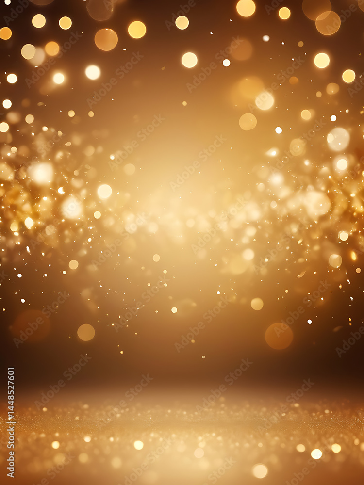 Poster golden sparkling light background with glowing bokeh and shine effects for festive design ai
