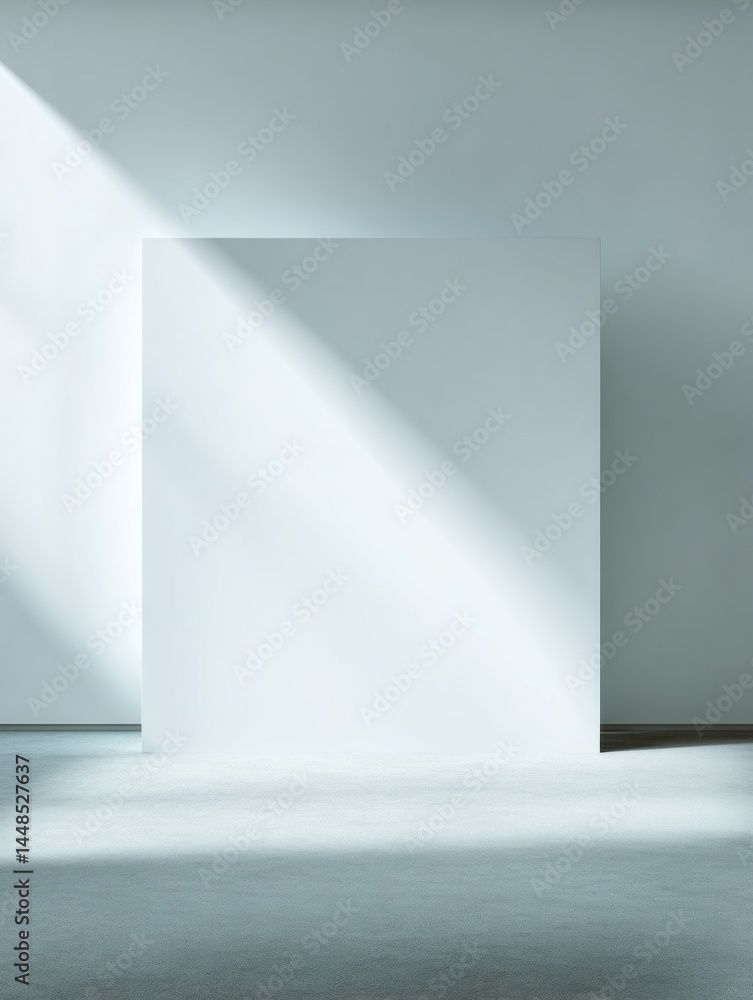 Poster minimalist corporate mockup empty white gallery wall with soft shadow gradients - contemporary desig