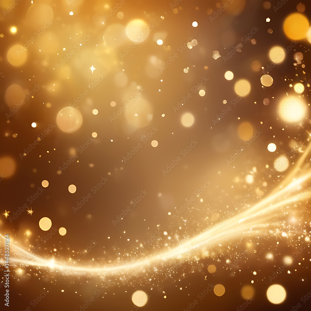 Poster golden sparkling light background with glowing bokeh and shine effects for festive design ai