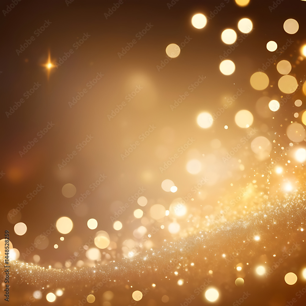 Poster golden sparkling light background with glowing bokeh and shine effects for festive design ai