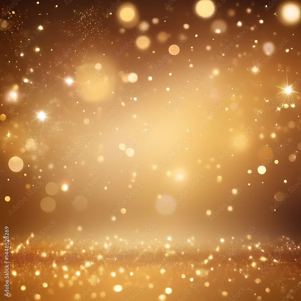 Poster golden sparkling light background with glowing bokeh and shine effects for festive design ai