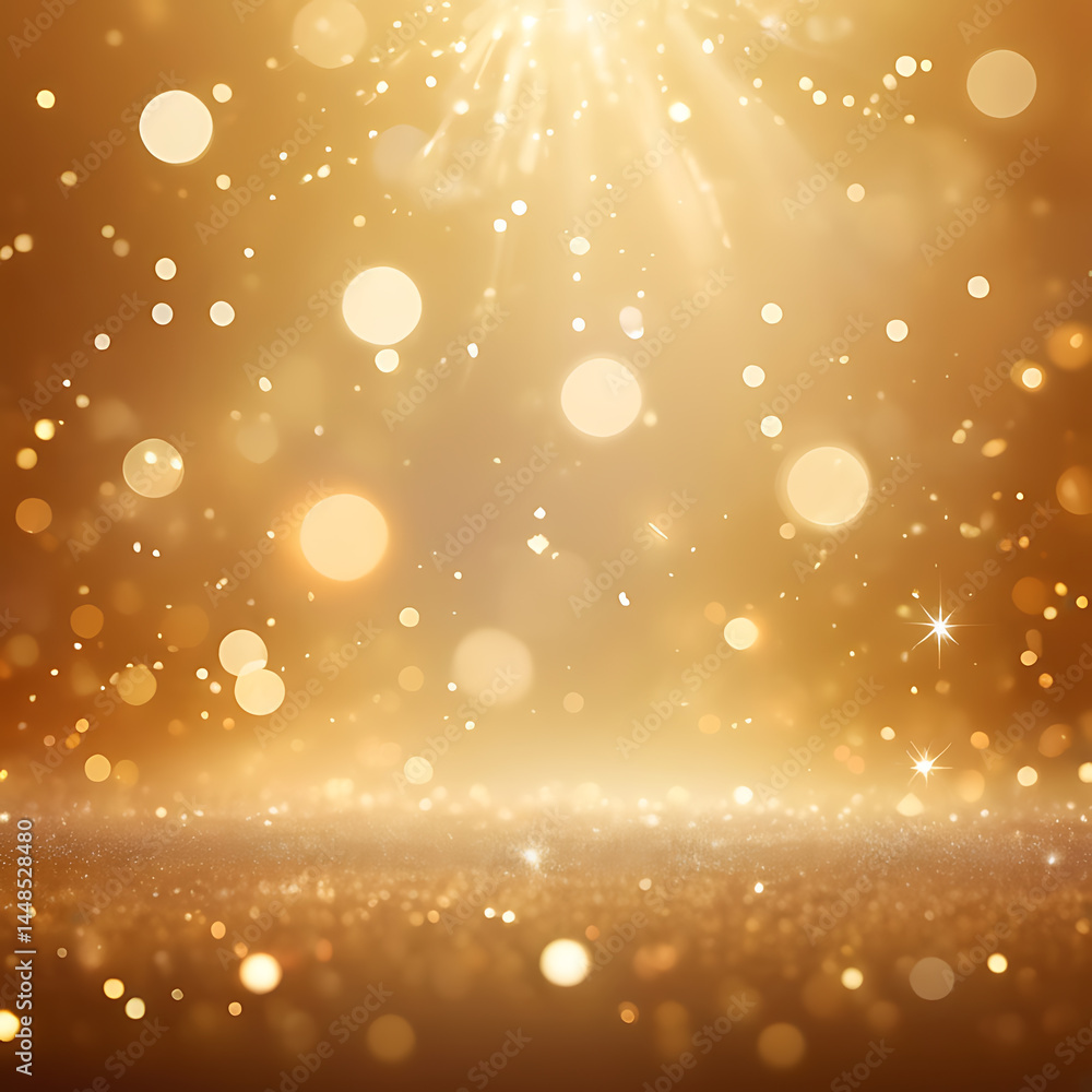 Poster golden sparkling light background with glowing bokeh and shine effects for festive design ai