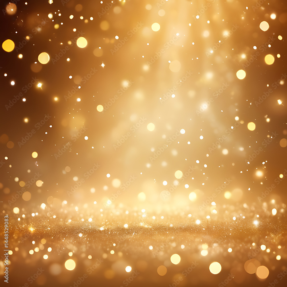 Poster golden sparkling light background with glowing bokeh and shine effects for festive design ai