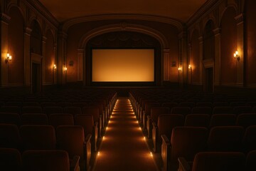 Historic Theater Interior with Warm Ambiance and Simple Design