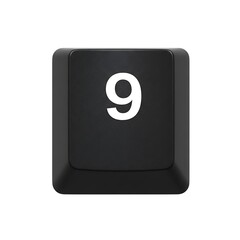 Close-up of a Black Keyboard Number Nine Key
