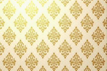Damask Wallpaper with Golden Motifs and Creamy Hues , Opulent, Vintage, Cream