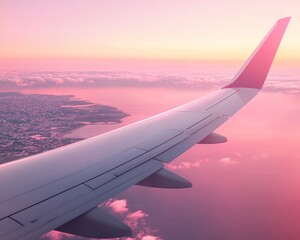 Obraz premium Aerial Perspective: Glacial Sunset from Airplane Altitude