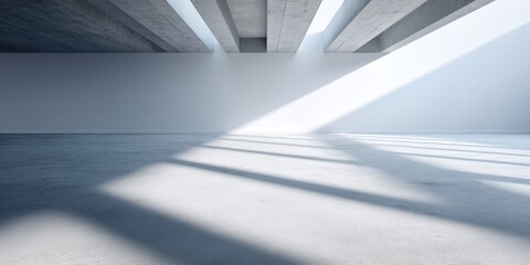 Obraz premium Minimalist Corporate Reset Architectural Light Study in Brutalist Gray - Digital Transformation Workspace Visualization for Next-Gen Business Strategy