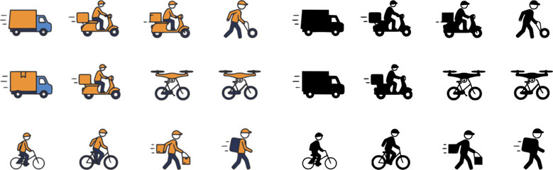 Delivery Icon vector isolated on white background. Fast Delivery Icon. Fast shipping delivery truck. Truck icon delivery. vector set 1