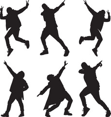 Energetic Silhouettes of a Male Dancer in Various Poses