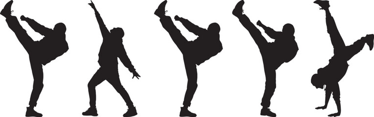 Dynamic Silhouettes of Dancers Performing Powerful Moves