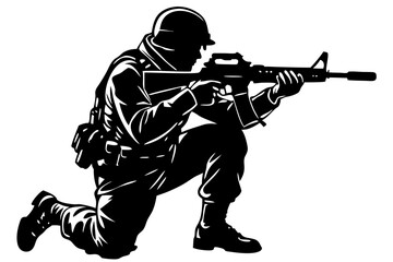 Soldier kneeling on one knee silhouette design for patriotism and remembrance day, soldier, kneeling, silhouette, vector, military, patriotism, army, war, memorial, remembrance day, veteran, respect
