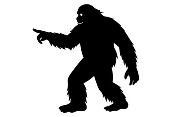 Fototapeta premium Bigfoot silhouette on transparent background mythical creature walking vector illustration, bigfoot, sasquatch, silhouette, transparent, figure, walking, stride, legendary, mythical, creature, mystery