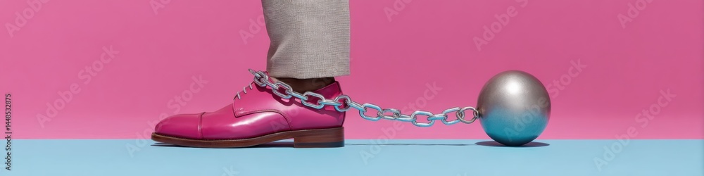 Aufkleber disruptive career dynamics minimalist pop art metaphor of professional constraints, workplace limita