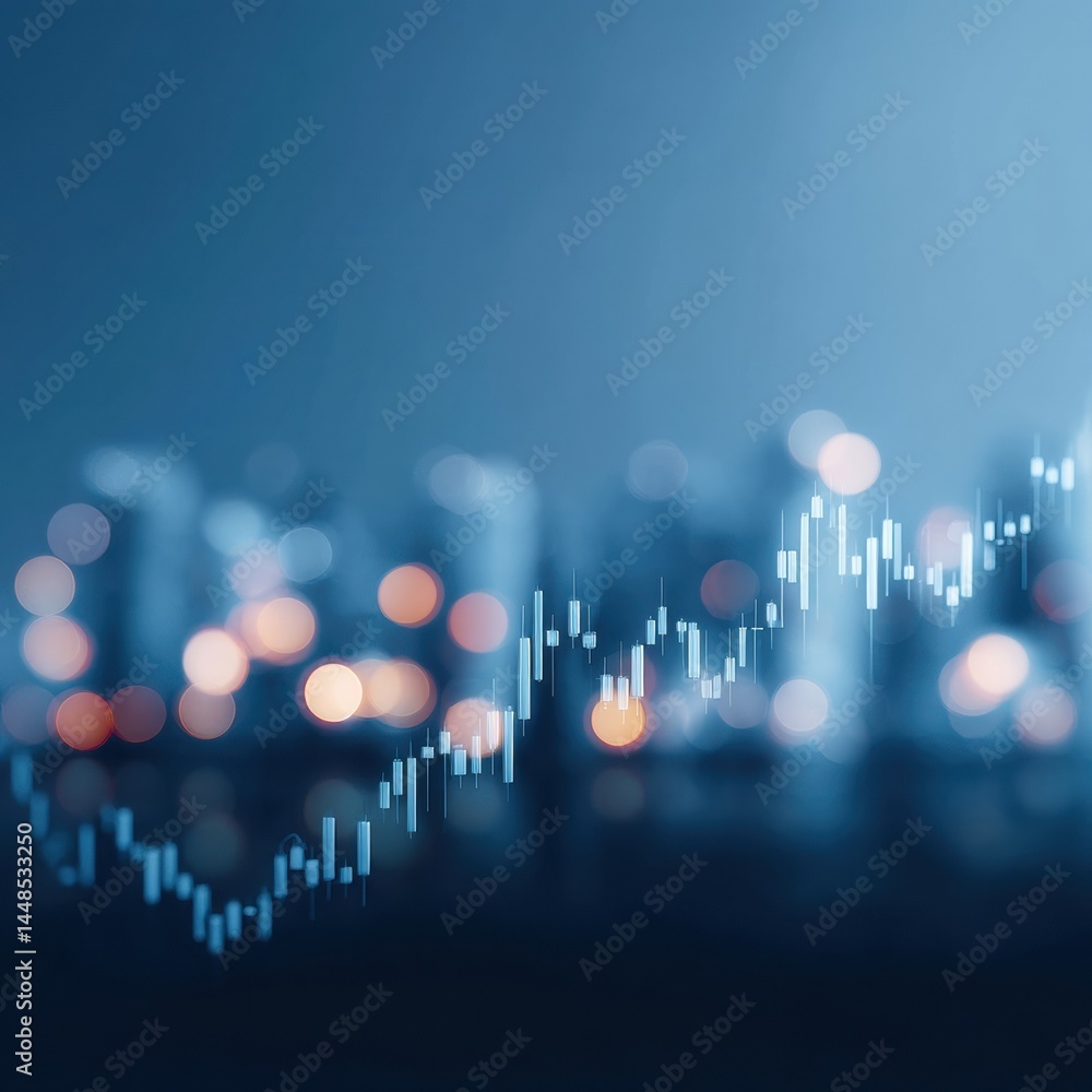 Poster Quantum Financial Intelligence Blurred Urban Algorithmic Trading Visualization - Next-Gen Investment Analytics for Data-Driven Market Strategy