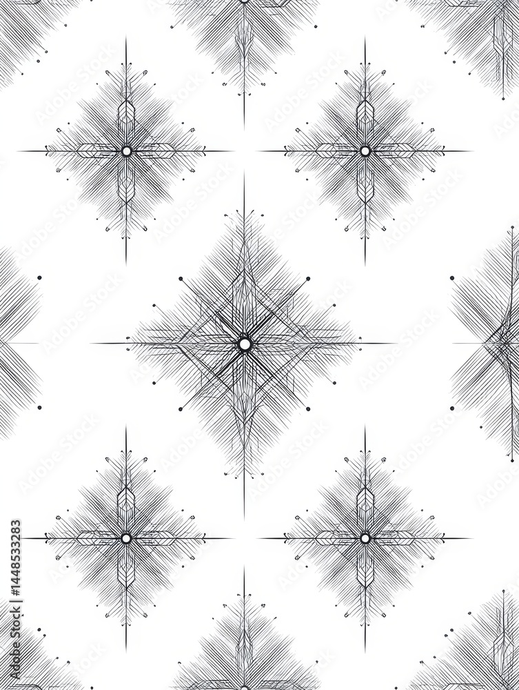 Poster geometric starburst pattern - elegant black and white geometric starburst pattern, ideal for backgro