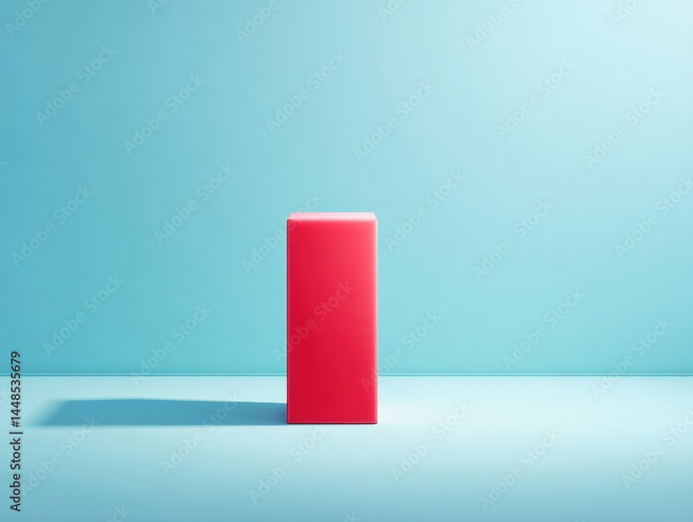Poster minimalist financial design bold red geometric podium visualizing market volatility and strategic br