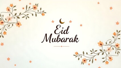 Obraz premium Floral Eid Mubarak background with flowers. Generative Ai