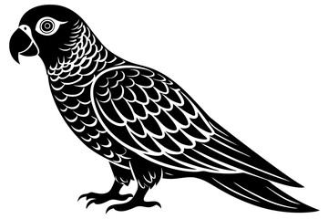 Cute Bird Vector Line Art Illustration – Clipart, Logo Icon, Black and White Bird Drawing
