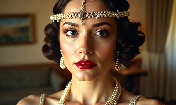 Elegant 1920s Glamour: A Timeless Portrait of Feminine Grace