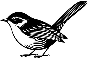 Cute Bird Vector Line Art Illustration – Clipart, Logo Icon, Black and White Bird Drawing