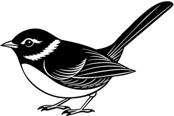 Cute Bird Vector Line Art Illustration – Clipart, Logo Icon, Black and White Bird Drawing