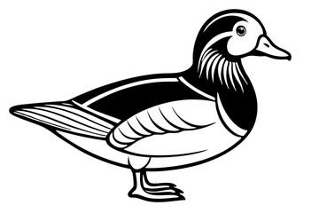 Cute Bird Vector Line Art Illustration – Clipart, Logo Icon, Black and White Bird Drawing