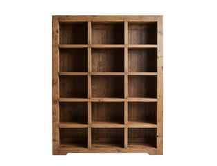 Obraz premium Multi-compartment wooden cubby shelf for organizing and storing items isolated on transparent background