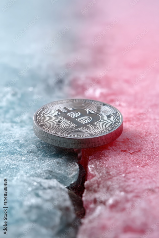 Poster crypto market dynamics surreal bitcoin volatility visualization with dramatic thermal contrast - fin