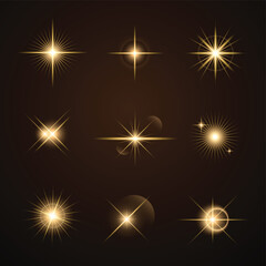 Warm yellow starlight with flare pack vector 2