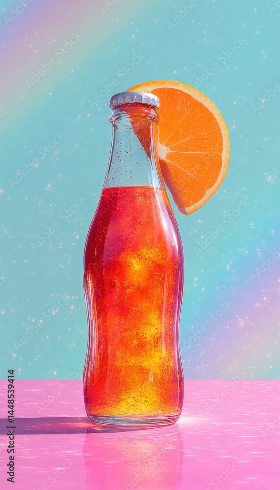 Aufkleber Vibrant Digital Beverage Experience Holographic Citrus Refreshment with Immersive Particle Dynamics - Next-Gen Beverage Marketing Visual