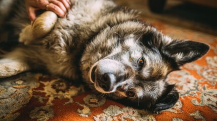 Obraz premium Contented Canine: A Dog's Relaxing Moment