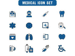 Medical icon set. Containing doctor, medicine, treatment, healthcare, pills, clinic and more. Solid vector icons collection.