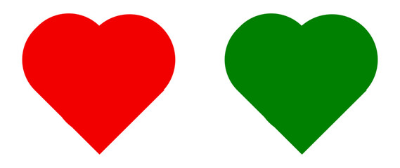 Green and red heart emoji isolated on white background. Emoticons symbol modern, simple, vector, printed on paper. icon for website design, mobile app, and UI. Vector Illustration