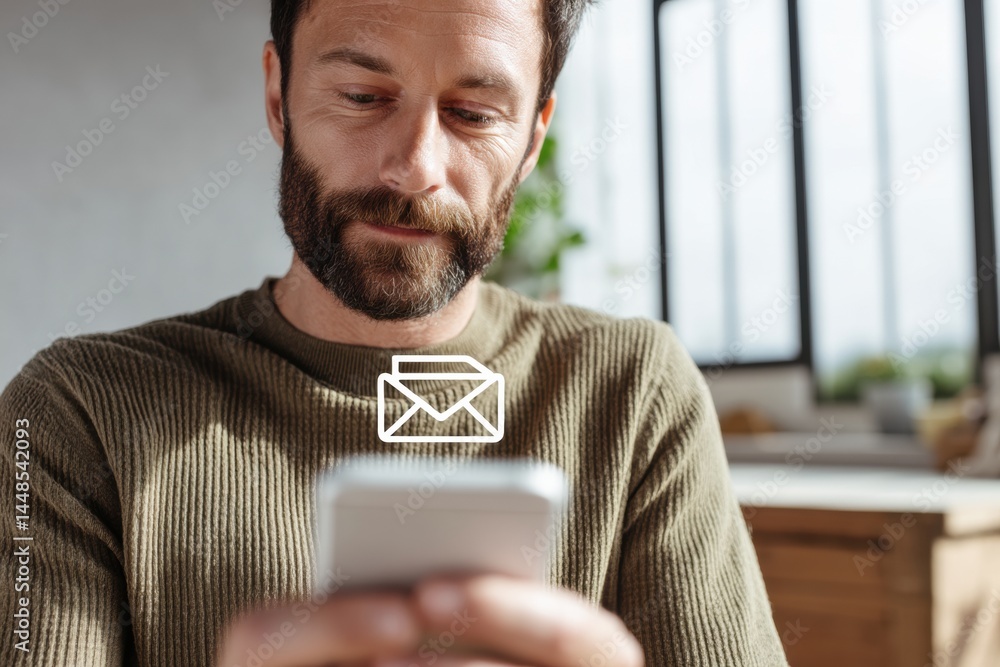 Aufkleber minimalist digital communication millennial professional engaged with personalized mobile messaging 