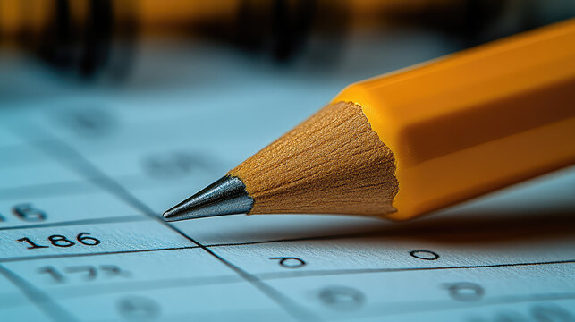 Focused pencil over numerical data