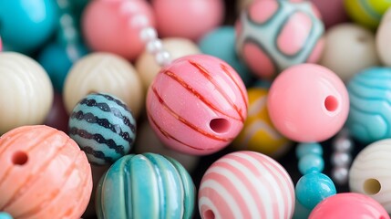 Colorful Striped Beads Craft Background Texture