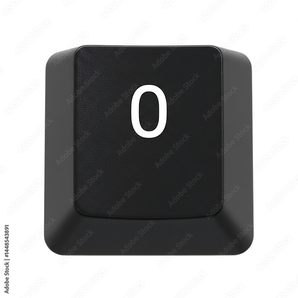 Poster close-up of a single black keyboard key with number zero