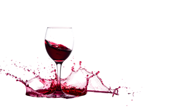 Red Wine Splashing from a Glass on White Background, Perfect for Wine Labels and Drink Advertisements