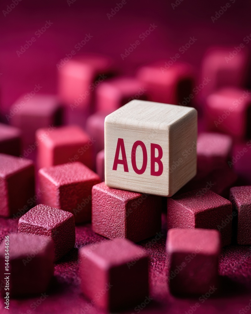 Poster minimalist business communication concept aob wooden acronym block on vibrant magenta textured surfa
