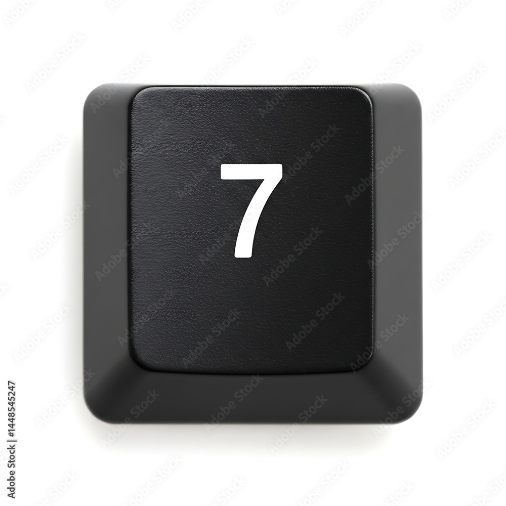 Aufkleber close-up of a single black keyboard key with the number seven