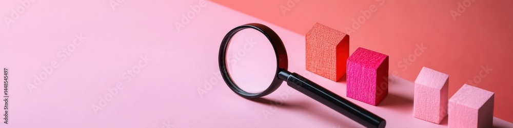 Poster Minimalist Real Estate Market Insight Innovative Property Search Visualization with Gradient Geometric Blocks and Strategic Magnification Technique