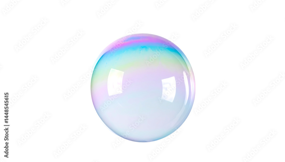 Poster iridescent soap bubble on transparent background a colorful sphere abstract art