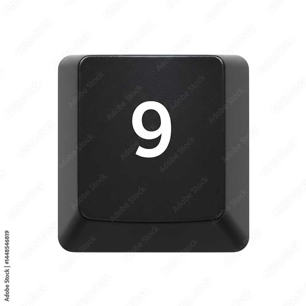 Aufkleber close-up of a single black keyboard number key nine