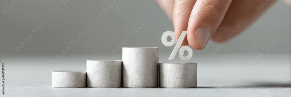 Leinwandbilder minimalist financial growth visualization dynamic percentage rate analysis with stacked gradient cyl