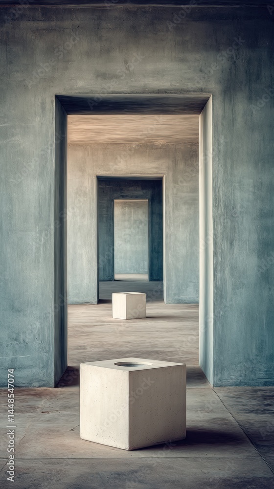 Aufkleber minimalist architectural vision geometric concrete perspective exploring spatial depth, architectura