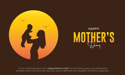 Happy Mother's Day banner and greeting card design. Modern and minimal Mother's Day background with text vector illustration