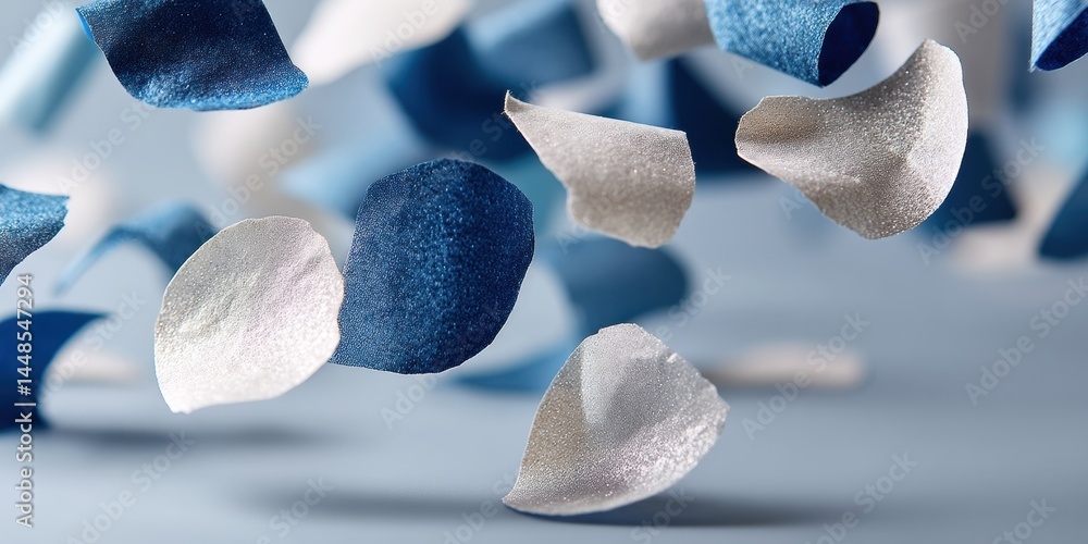 Poster minimalist aerial blue ceramic fragment dynamic composition next-gen design visualization for creati